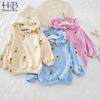 

Humor Bear Girls 2020 Sweaters New Korean Autumn Winter Children's Ruffles Hooded Pullover Tops Baby Kids Girls Cute Clothes