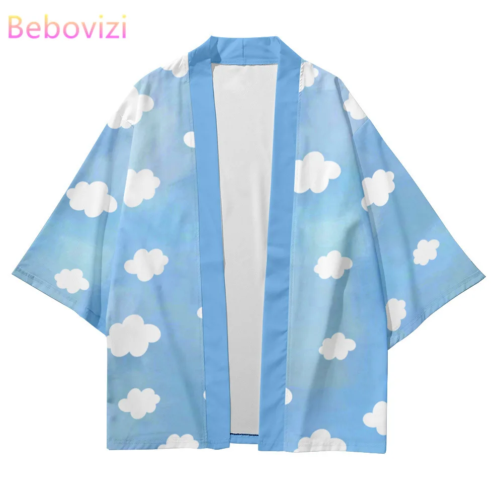 Plus Size XXS-6XL Cloud Print Loose Japanese Streetwear Cardigan Women Men Harajuku Haori Cosplay Kimono Top