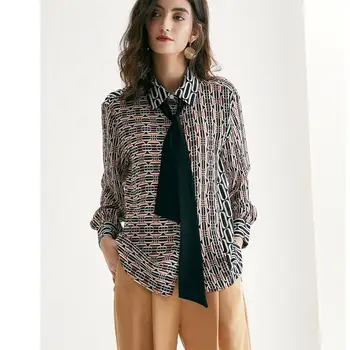 

POKWAI women's long sleeve casual silk blouses summer fashion shirts