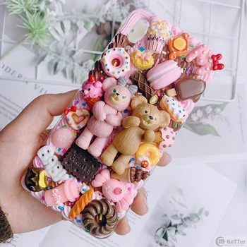 

DIY case for iphone 11 pro cute bear phone cover ip 7/8 plus 6/6s+ for iPhone X/XS MAX XR 3D icecream creamy handmade shell gift