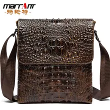 Men's Leather Single-Shoulder Bag Crocodile Pattern First Layer Cowhide Messenger Bag Men's Casual Messenger Bag