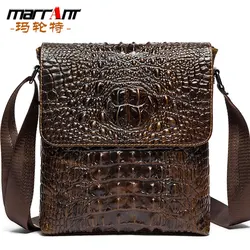 Men's Leather Single-Shoulder Bag Crocodile Pattern First Layer Cowhide Messenger Bag Men's Casual Messenger Bag