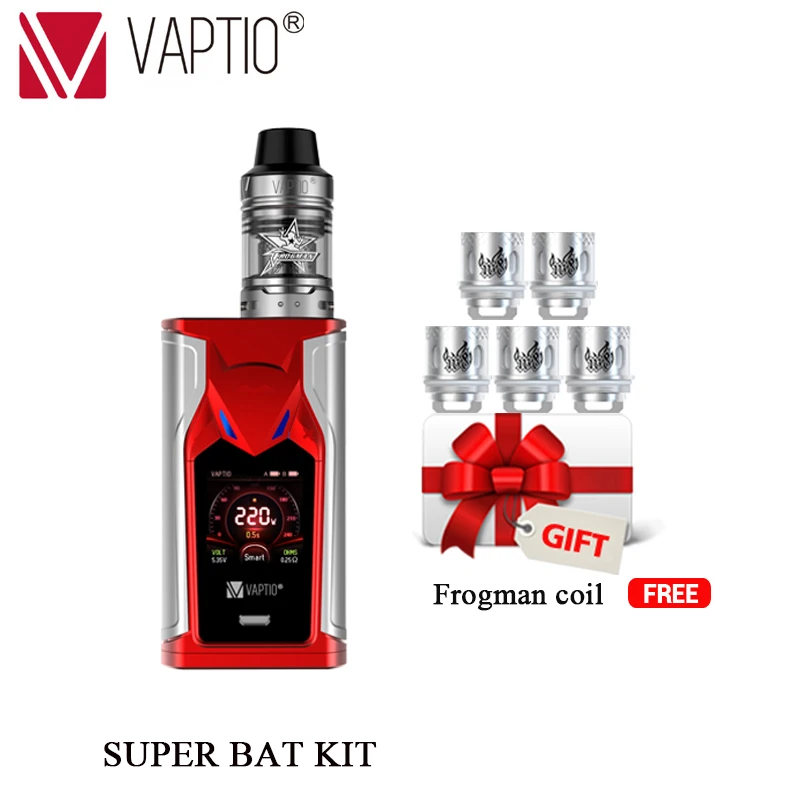 Подарочная катушка! 220 Вт Vape kit VAPTIO SUPER BAT KIT с 1 3 дюймовым экраном бокс мод для