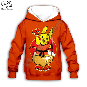 

Kids Children Clothes Dragon ball Goku and pikachu 3D Hoodie baby boy Girl pokemon print Pullover cartoon Long Sleeve Sweatshirt