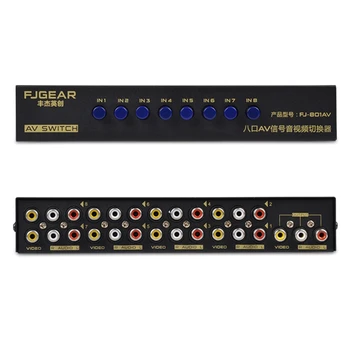 

8-Way AV Switch RCA Switcher 8 in 1 out Composite Video L/R Selector Box for DVD