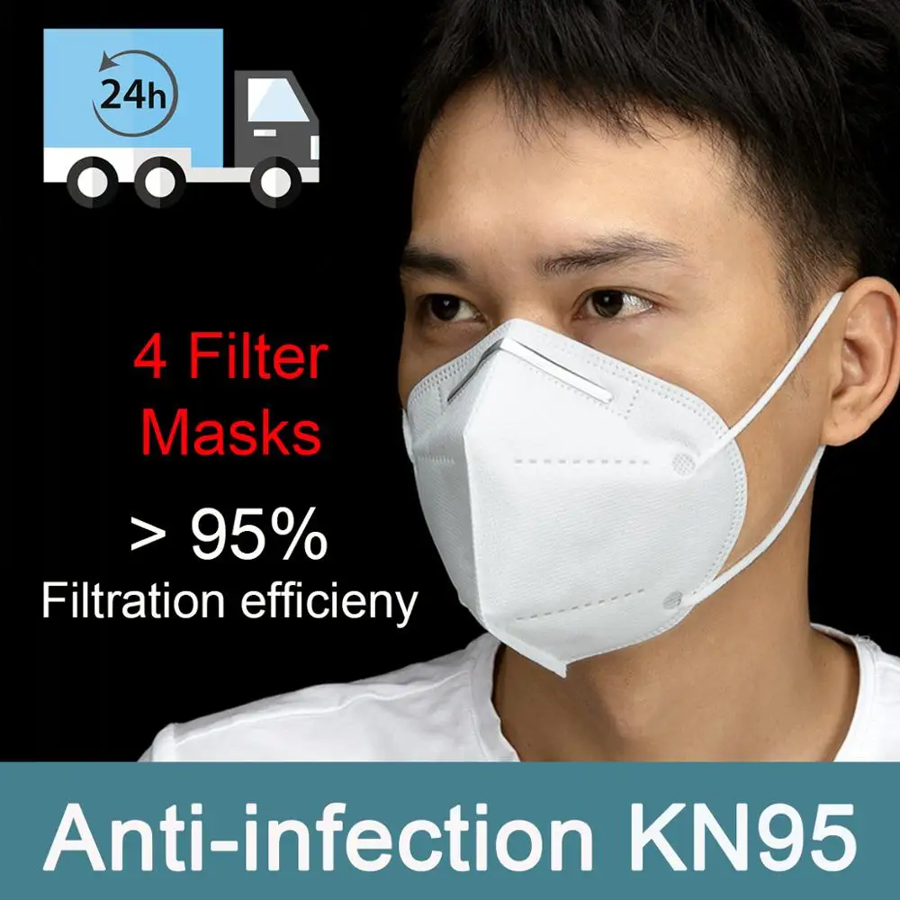 

10P KN95 Masks Protective Respirator Masks Dust PM2.5 Mask, 95% Filteration, 4 Layers Filter Mouth Cover Mask For Antivirus Flu