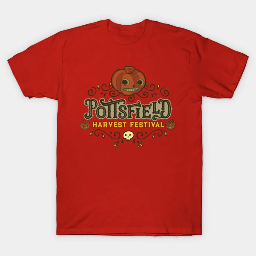 Pottsfield Harvest Festival футболка над садовой стеной футболка анимационный мультфильм Джек О фонарь череп фестиваль урожая
