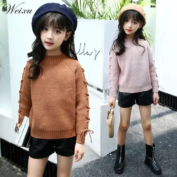 

Baby Girl Sweater Children's Pink Pullover Knitted Cardigan Sweaters Winter Teenagers Kids Clothes for Girl 5 6 7 8 12 14 Years