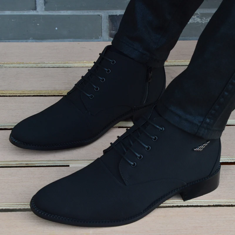 Autumn Winter Men Boots Breathable Pointed Toe Business Leather