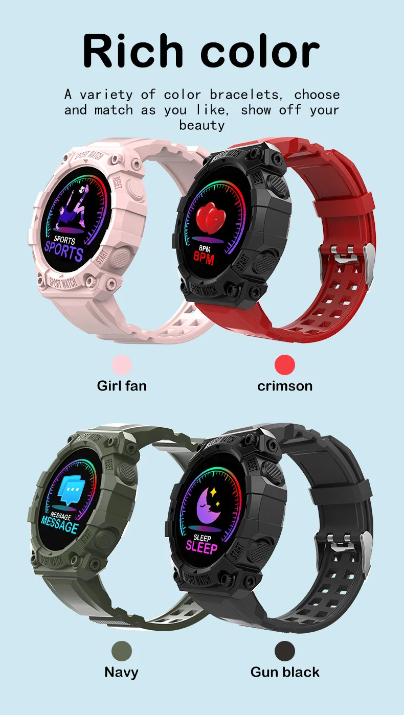 FD68S Smart Watch Men Women Multifunction Sport Bracelet Heart Rate Sleep Monitor Intelligent Clock IP67 Waterproof Smartwatch