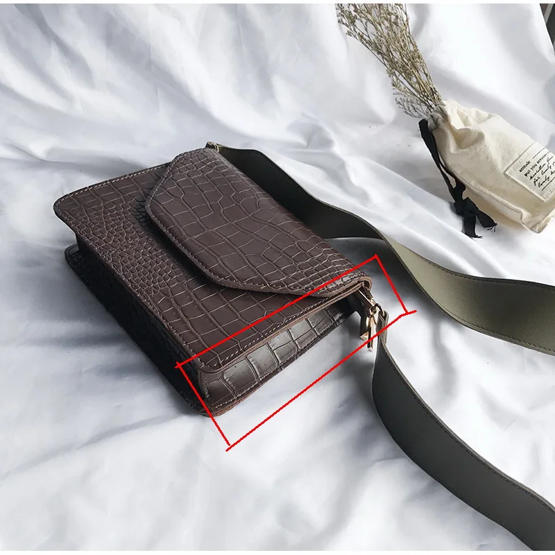 Mododiino, крокодиловый узор, сумка на плечо, широкий ремень, женская сумка, простая сумка через плечо, Маленькая женская сумка из искусственной кожи, квадратная сумка DNV0727
