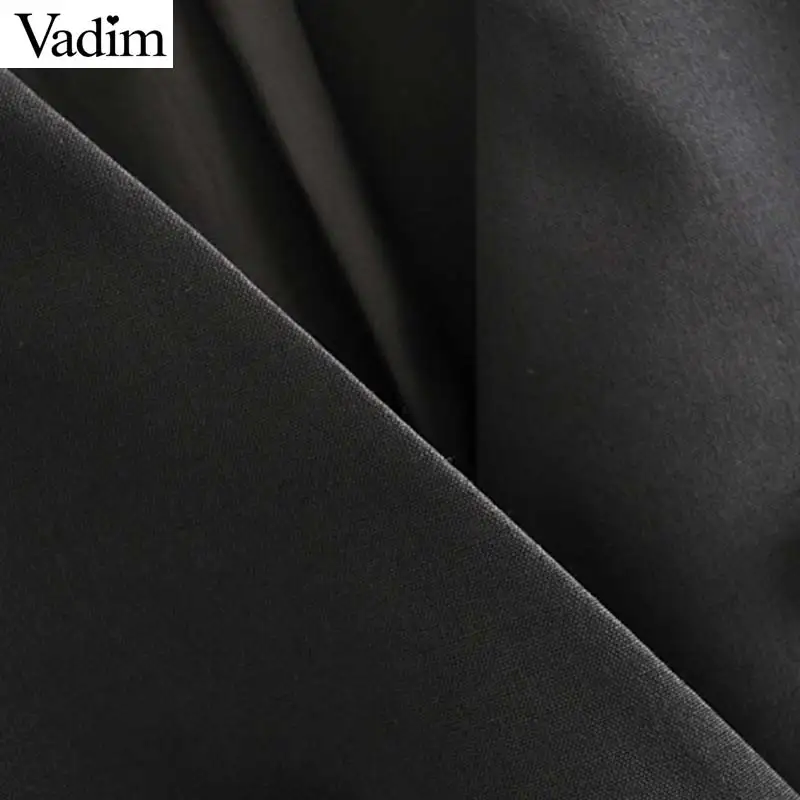 Женское элегантное платье vadim офисная одежда черное платье с карманами и поясом дизайн V образным вырезом с длинным рукавом Женские Стильные мини платья vestidos QC817