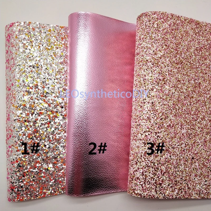 Мини-рулон 30x134 см розовый блестящий материал, массивная блестящая кожа, блестящий кожаный рулон для изготовления луков LEOsyntheticoDIY SK242