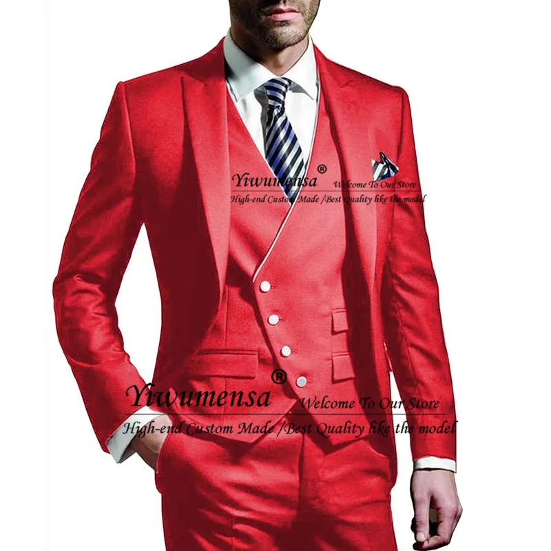 Navy Slim Fit 3 Pieces Wedding Blazer Suits For Man Custom Made Jacket With Pant White Smoking Formal Mens Suit Traje Hombre