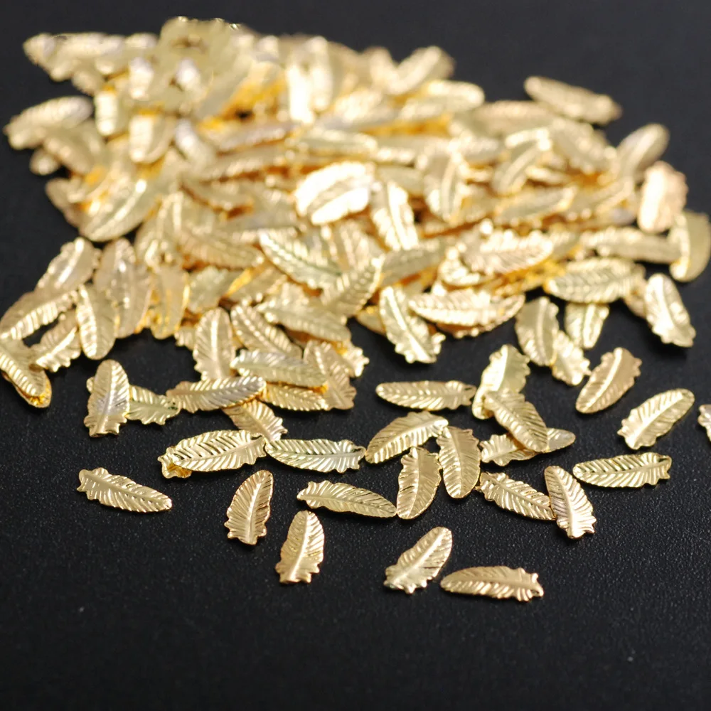 Gold and Silver Nails Accessories The Shape Of Leaf Cross and Sea Turtle For DIY Nail Art Decorations 500Pcs/Bag