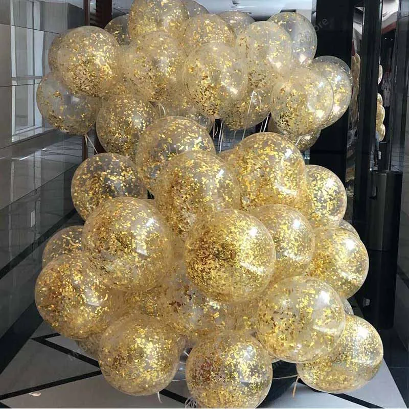 

10Pcs Clear Balloons Rose Gold Star Confetti Ballons Helium Baby Shower Baloon Inflatable Ball Birthday Deco Wedding Decoration