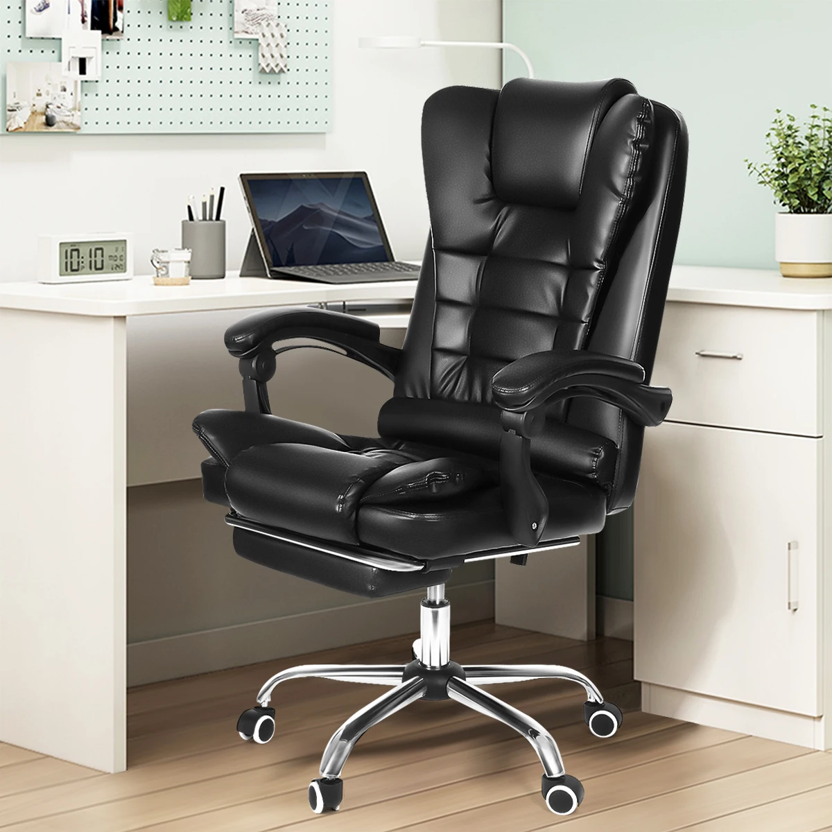 Gaming Chair Computer Massage Chair Reclining Office Chair with Footrest  Lumbar Massage Support Adjustable High Back PU Leather Ergonomic Game Chair