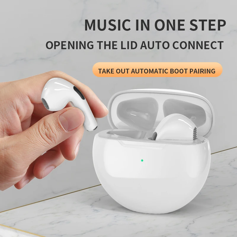Airbuds 6 TWS Earbuds Wireless Bluetooth Earphones Touch Control Stereo Bass Noise Cancelling Sports Headset With Charging Box