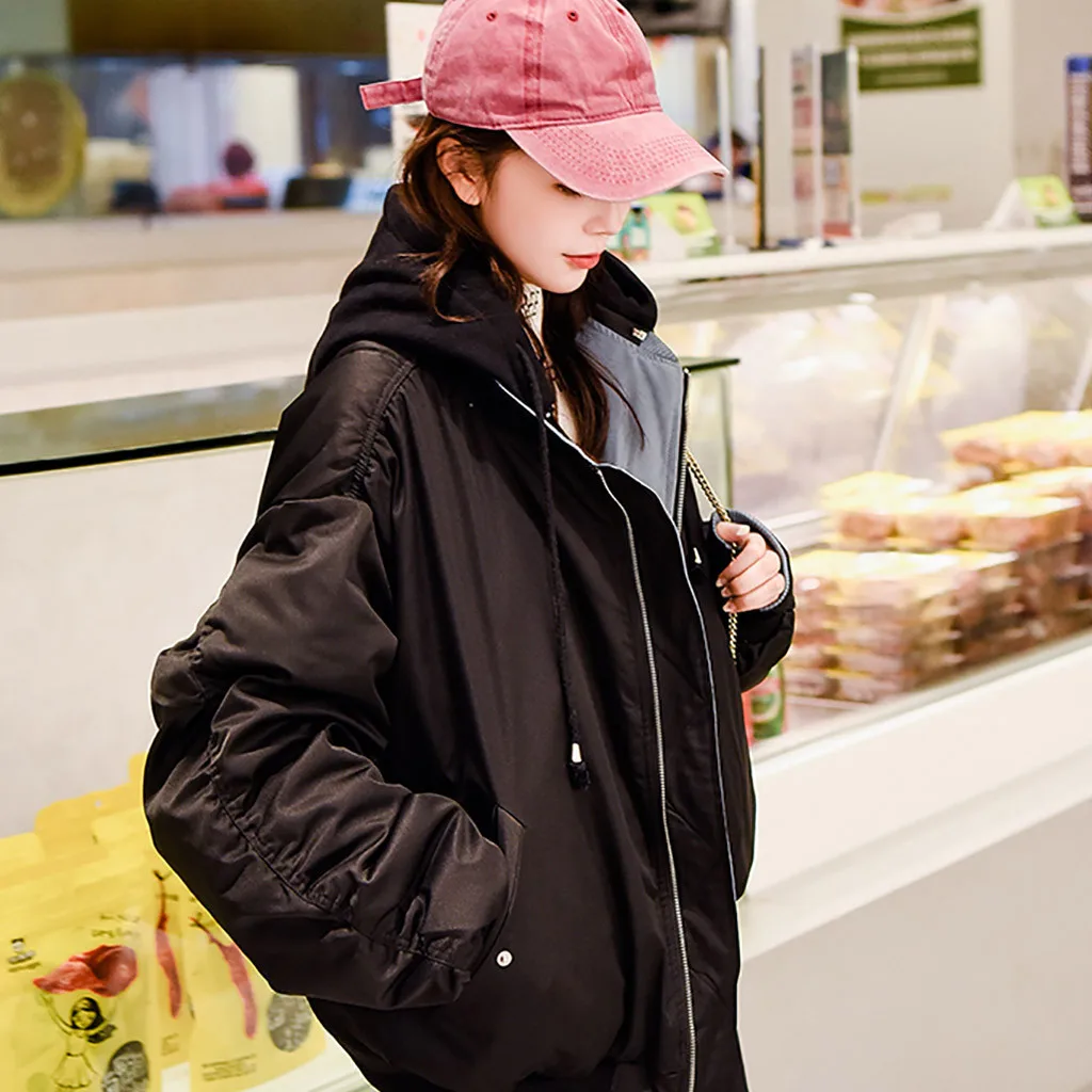 Womail harajuku Повседневная плотная теплая куртка короткое пальто с капюшоном осенне-зимняя верхняя одежда veste femme printemps ropa mujer - Цвет: WE