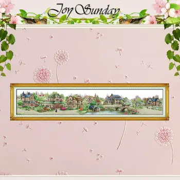 

Big Size!! European Town Counted Cross Stitch 11 14CT Cross Stitch Landscape Cross Stitch Kit Embroidery Home Decor Needlework