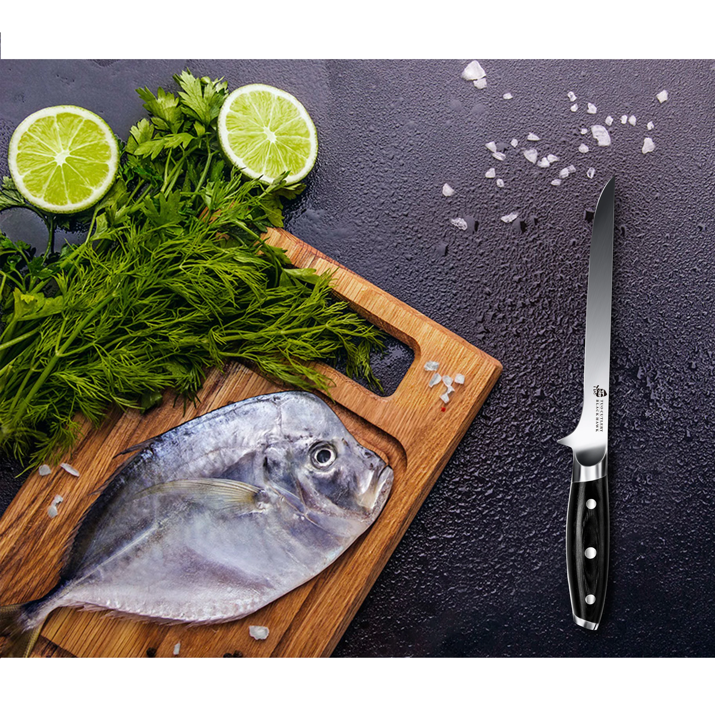 TUO Boing нож Профессиональный кухонный 7 дюймов Pro Chef немецкая нержавеющая сталь с
