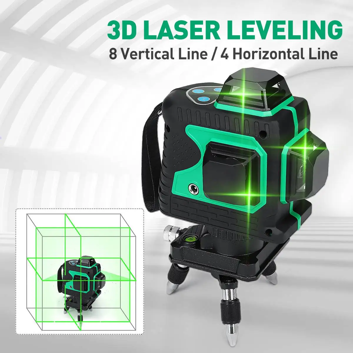 Лазерный нивелир 12 линий 3D самовыравнивания 360 горизонтальный и вертикальный