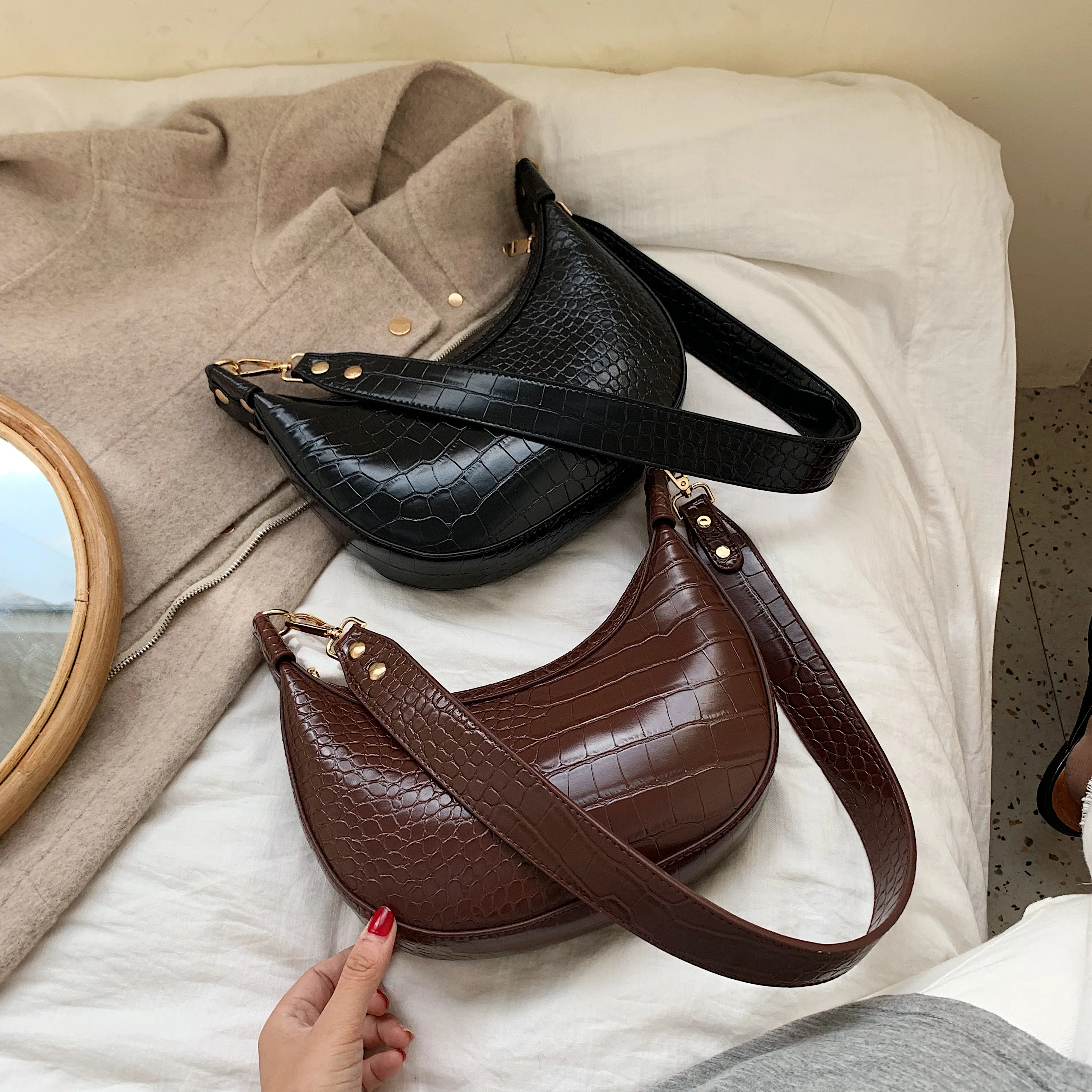  Stone Pattern Retro PU Leather Crossbody Bags For Women 2020 Small Shoulder Messenger Bag Lady Phon - 4000102929370