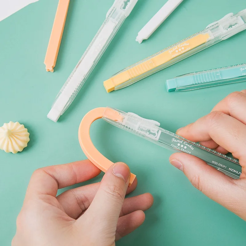 KOKUYO Pencil Eraser Pastel Cookie Series Color Stick Erasers Pen Replenishable Refill Japanese Stationery Office School A6616 pencil eraser eraser pen eraser refillable pen