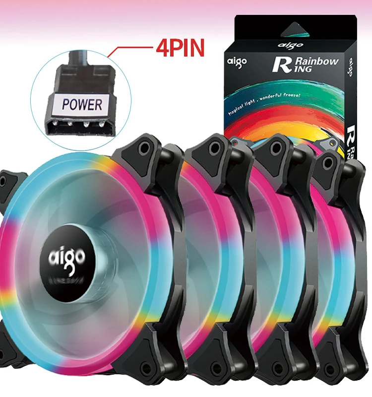 Aigo Rainbow Pc Case Fan Cooler 120mm Fan 3pin Led Fan Computer Cooling 12v Mute Simple Installation Cooler Cooling Computer Fan Fans Cooling Aliexpress