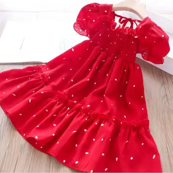 

2020 summer girls print chiffon ruffles dress kids princess dress children's clothes wholesale