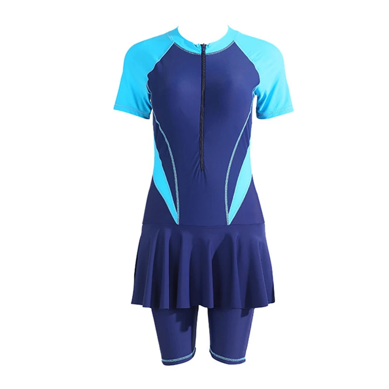 Short Sleeve Plus Size Muslim Swimwear Front Zipper Modest for Women Musulman L-3XL women swimwear muslim swimwear