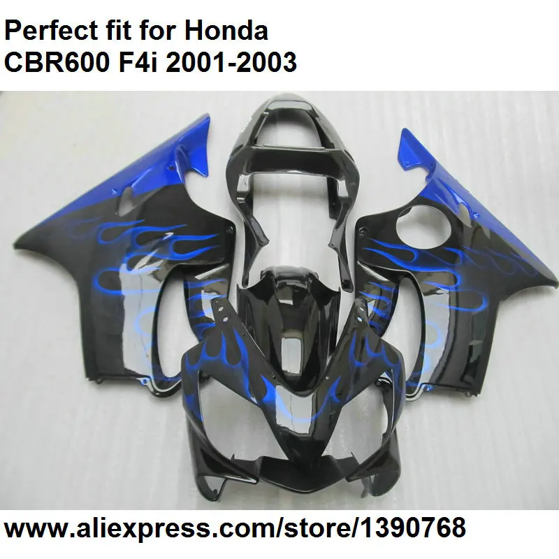 Литье под давлением обтекатель для Honda CBR 600 F4i 2001 2002 2003 черно голубые обтекатели