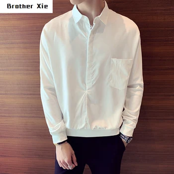 

Autumn New Dress Shirt Men Slim Fashion Cartoon Characters Print Casual Shirt Man Streetwear Wild Long-sleeved Shirt Male M-2XL