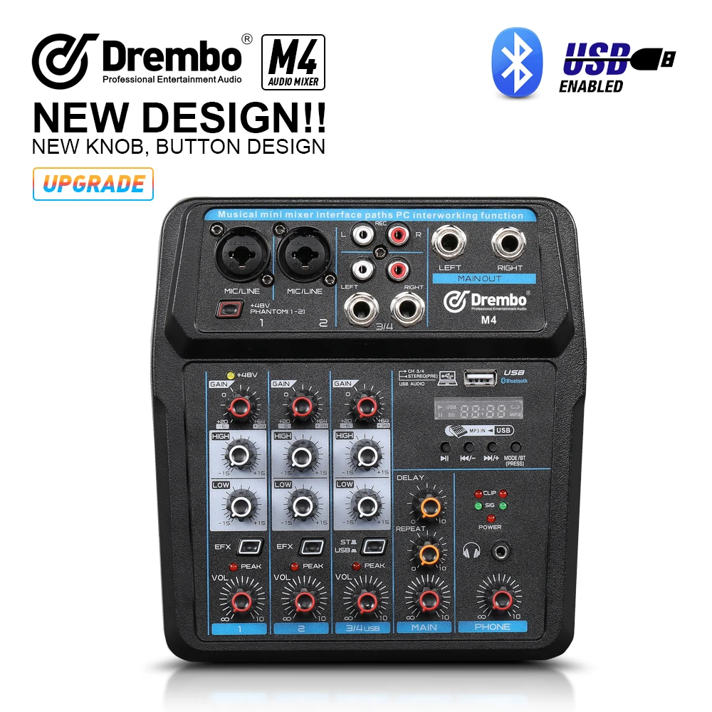 Дебра M 4/6 переносной мини миксер аудио DJ определения консоль с звуковая карта