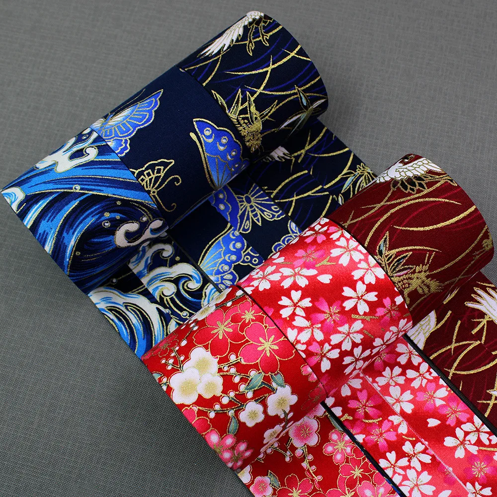 Double-Sided Japanese Style Plaid Fabric Webbing 5Yards Bow Cap DIY Clothing Accessories Party Gift Packaging ribbon supplies,webbing craft supplies