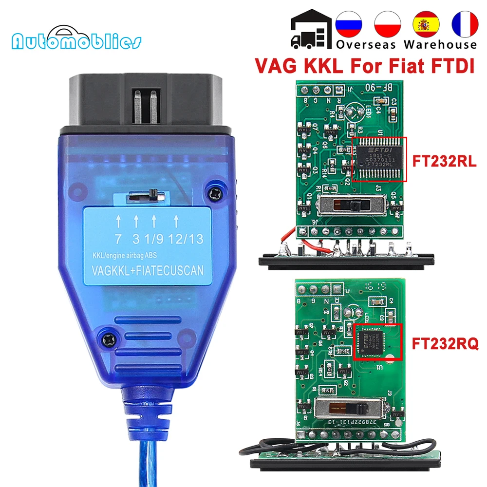 automobile exhaust gas analyzer VAG KKL 409 FIATECUSCAN For Fiat FTDI FT232RL FT232RQ OBD2 Diagnostic Tool VAG KKL 409.1 Car ECU Scanner Cable 4 Way Switch temperature gauge