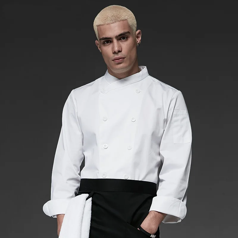 Wholesale Black White Unisex Kitchen Chef Uniform Short Sleeve Double Breasted Cook Wear Chef Jacket Hotel Uniform Food Service