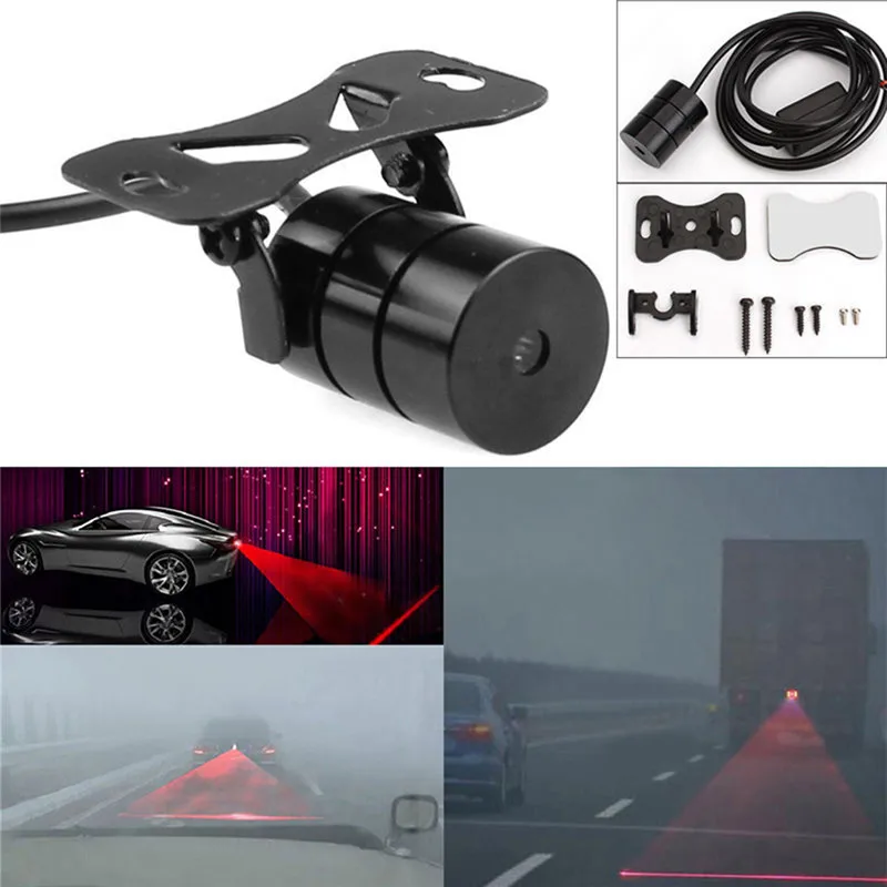 Universal Red Car Laser LED Fog Light Rear Anti Collision Signal Warning Lamp