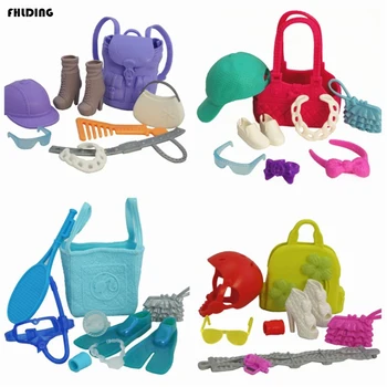 

Baby Dolls Accessories Doll Hat Handbag Necklace Shoes for 29-30cm Barbie Dolls Toy Accessory Sets 7pcs/set
