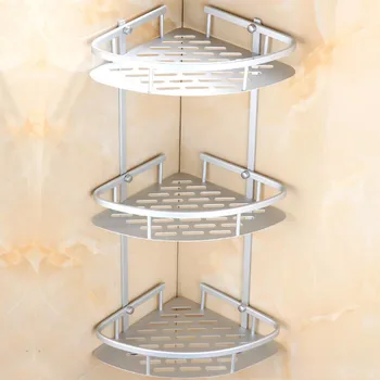 

Aluminum Bathroom Corner Hanging Storage Rack Holder 3 Layers Kitchen Tool Organizer Shower Storage Shelves Metal Wall Shelf