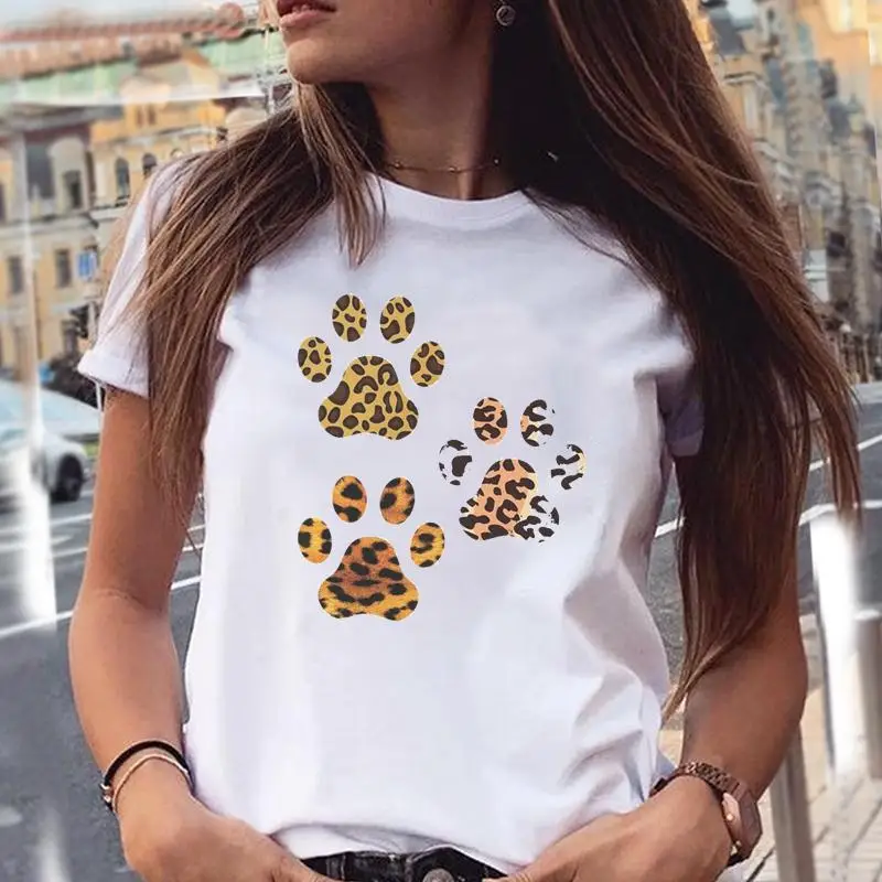 Women T-shirts Love Trend Style Dog Paw Cartoon Animal Pet 90s Summer Graphic Print Female Stylish T Top Shirt Girl Tee802_voghion.com