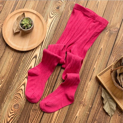 Rose Новые Детские хлопковые колготки в полоску вязаный Гольфы для девочек Карамельный цвет пуловер для малышей; мягкая теплая колготки весна осень детские колготки - Цвет: Rose