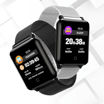 

1pcs HD Color Screen Smartwatch Heart Rate Monitor Smart Band Sports Mode Tracker Business Stainless Steel Smart Wristband Watch