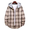 Korean Streetwear Hooded Oversize Shirts Men Women Casual Plaid Printed Long Sleeve Shirt Fashion Hip Hop Workwear Chemise Homme ► Photo 2/6