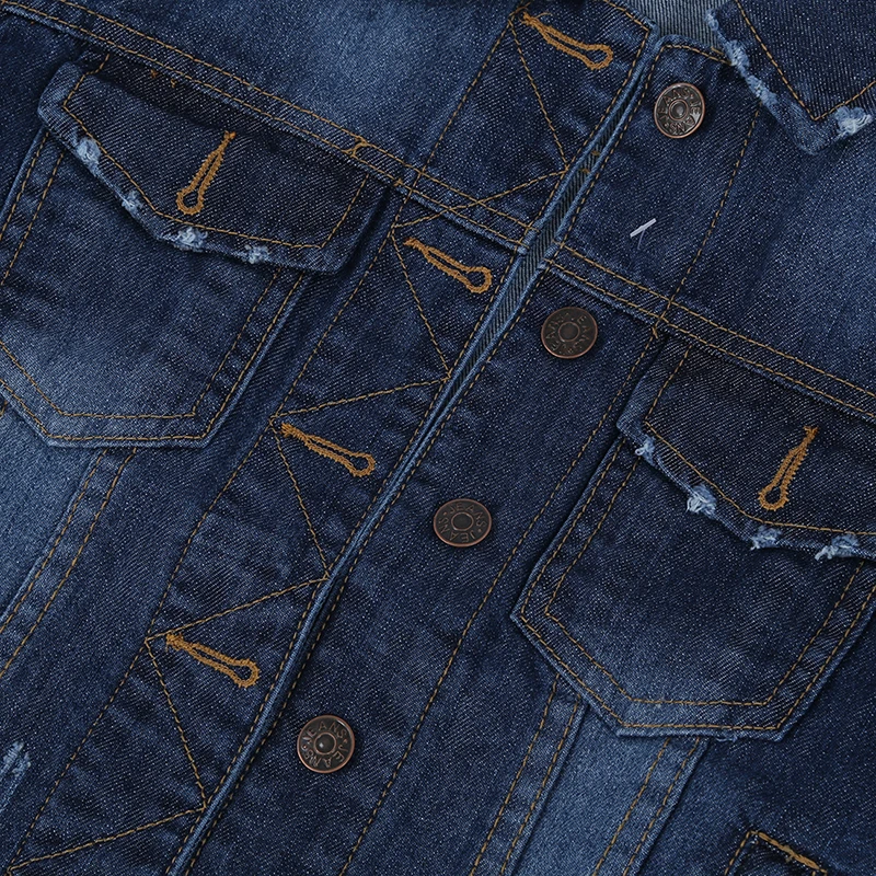 price cut Women Lapel Cropped Denim Jeans Long Sleeve Jacket Coat Short Dark Blue S