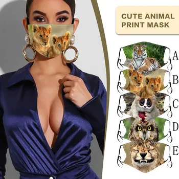

Adult Fashion Animal Printed Cloth Face Shield Breathable Face Mask Face Shield Washable Mouth Mask Reusable Windproof Masque