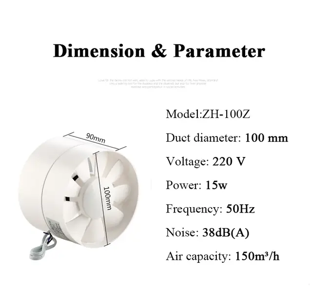 4 Inch Inline Duct Fan Mini Blower Ventilation Extractor Exhaust