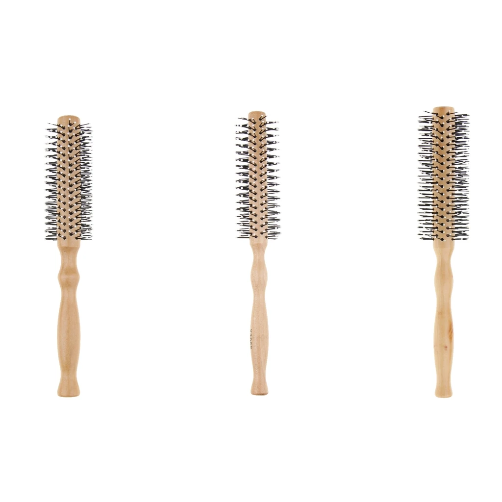 Round Hair Care Hair Brush with Wood Handle, Round Comb, Styling Essentials for Hair Drying, Styling, Curling Hairbrush
