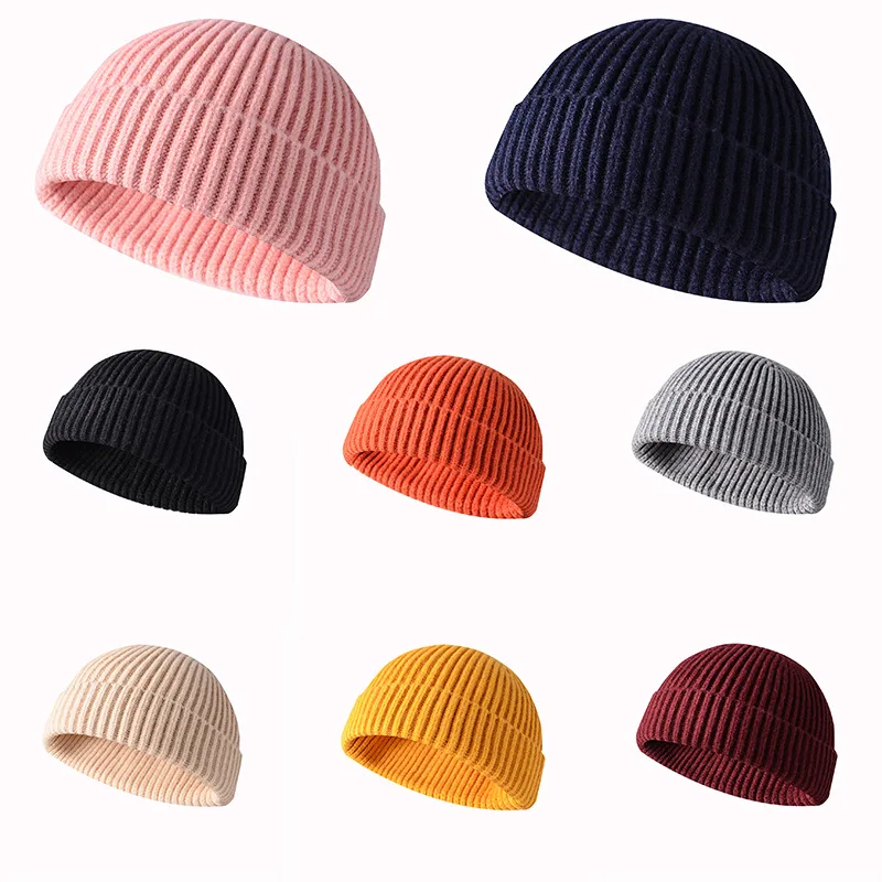 

Men Knit Cap Solid Color Women Beanie Hat Retro Short Paragraph Couple Hats Winter Warm Skullies Beanies Winter Caps Gorras