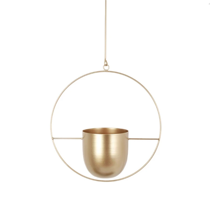 Geometric Iron Hanging Planter Vase Simple Design Plant Pot Modern Window Hanger 896A